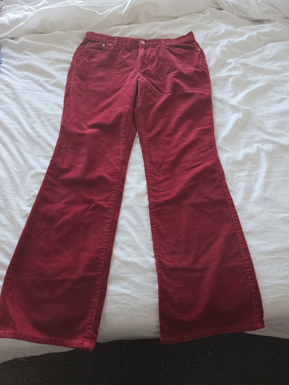 Chaps Deep Red Corduroy Wide-Leg Jeans